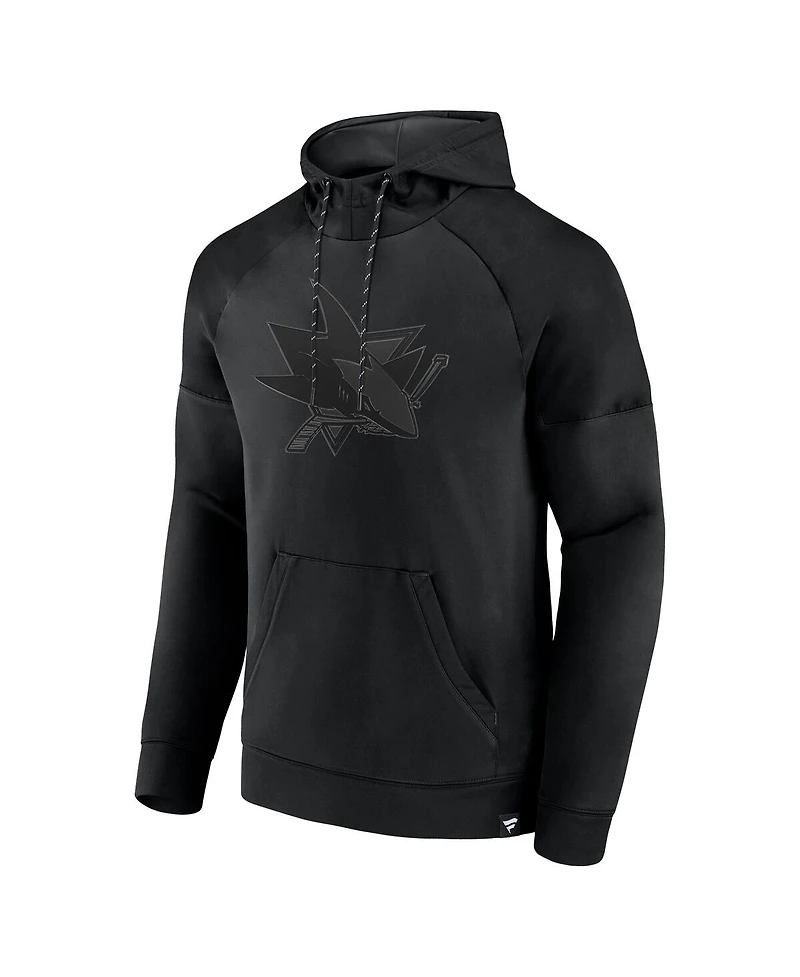 Fanatics Men's San Jose Sharks Black Ice Defender Raglan Pullover Hoodie