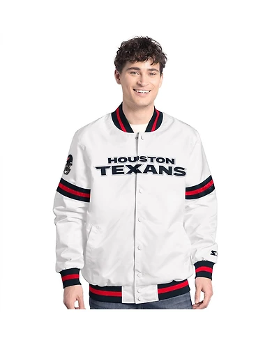 Starter Men's White Houston Texans Scout Full-Snap Varsity Jacket