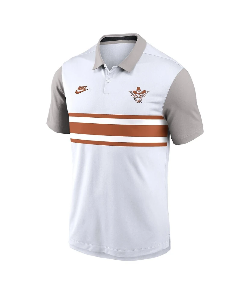 Nike Men's White/Gray Texas Longhorns Athletic Prep Legacy Logo Vapor Performance Polo Shirt