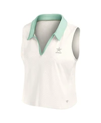 Fanatics Women's Cream Dallas Cowboys Studio Wellness V-Neck Tank Top