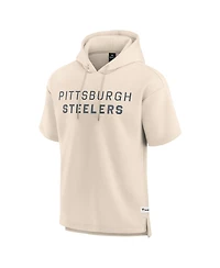 Fanatics Men's Cream Pittsburgh Steelers Elements Future Ground Lettering Short Sleeve Pullover Hoodie