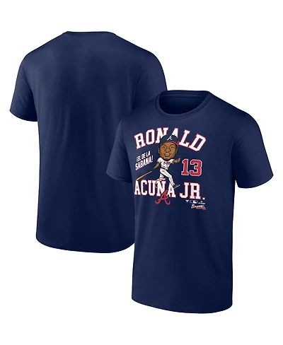 Fanatics Men's Ronald Acuna Jr. Navy Atlanta Braves Hometown Caricature T-Shirt