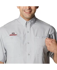 Columbia Men's Gray Georgia Bulldogs Big Tall Collegiate Tamiami Omni-Shade Full-Button Shirt