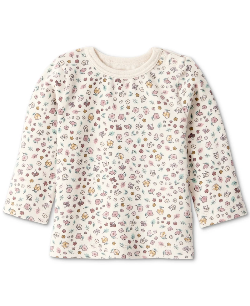 Carter's Baby Girls Floral-Print Top, Denim Jumper & Footed Tights, 3 Piece Set