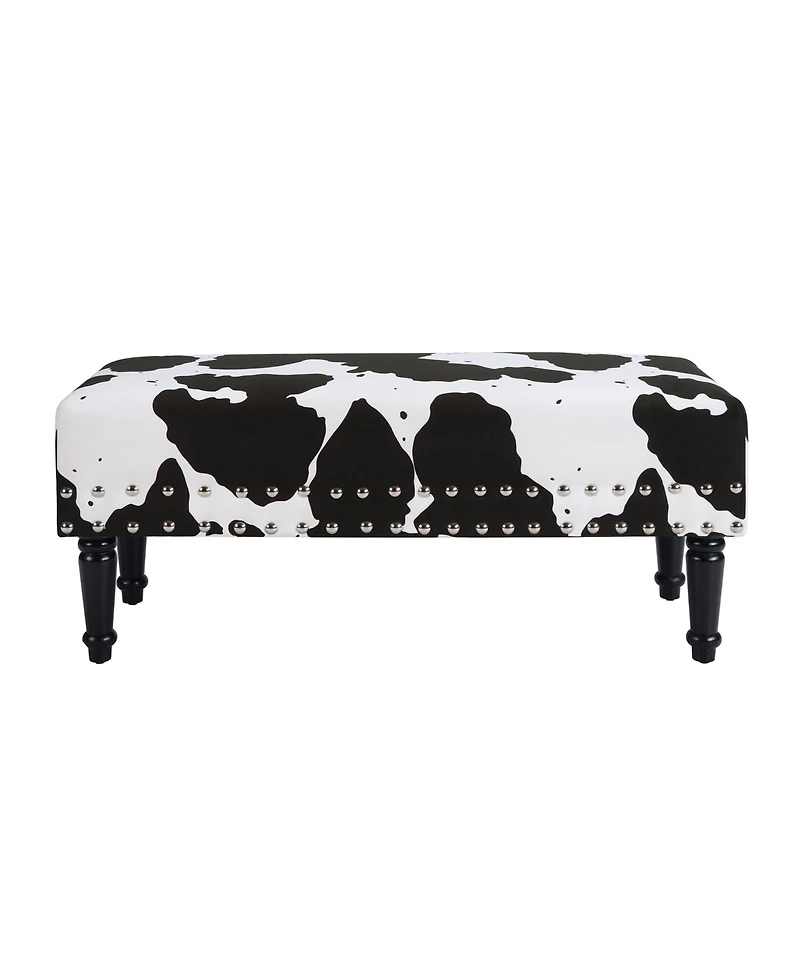 Convenience Concepts 40" Faux Cowhide Print Bench with Nailheads