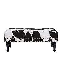 Convenience Concepts 40" Faux Cowhide Print Bench with Nailheads