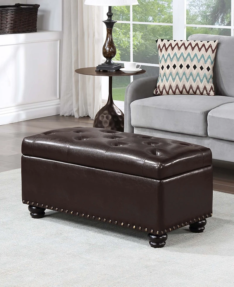 Convenience Concepts 35.5" Faux Leather 7th Avenue Storage Ottoman Bench