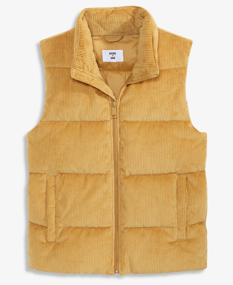 Mode of One Men's Relaxed-Fit Corduroy Puffer Vest, Macy's Exclusive
