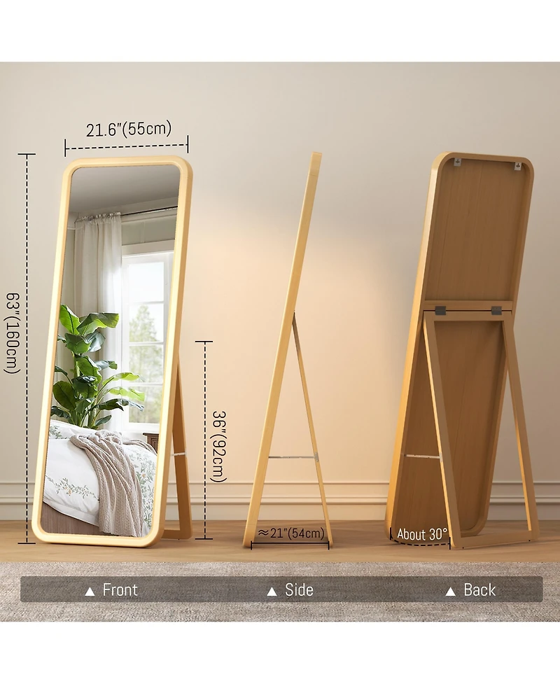 Vlsrka Full-length mirror with wooden frame for floor standing or wall mounting