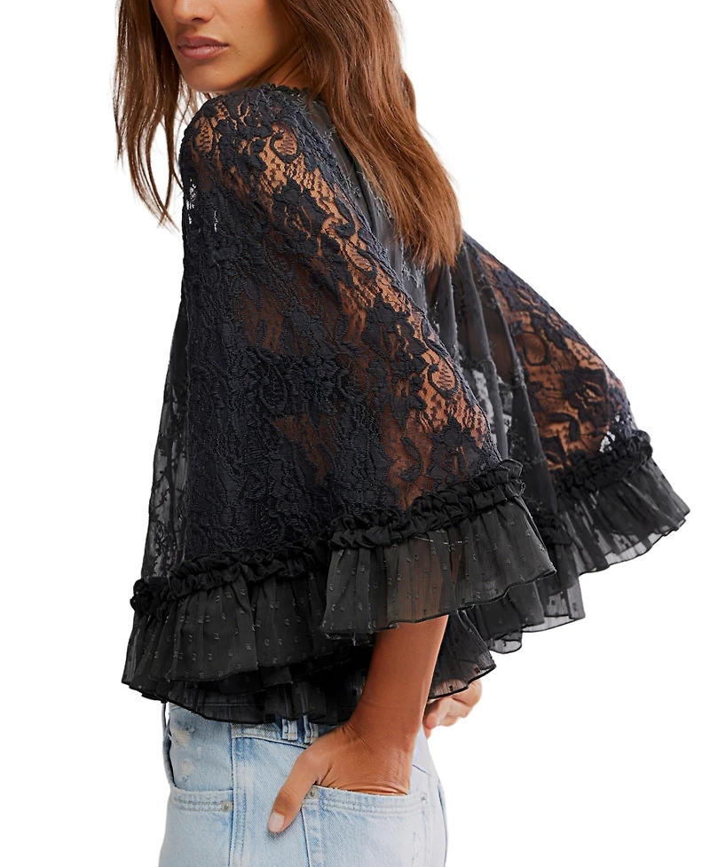 Free People Women's Carly Mixed Materials Cape Top
