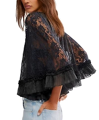 Free People Women's Carly Mixed Materials Cape Top