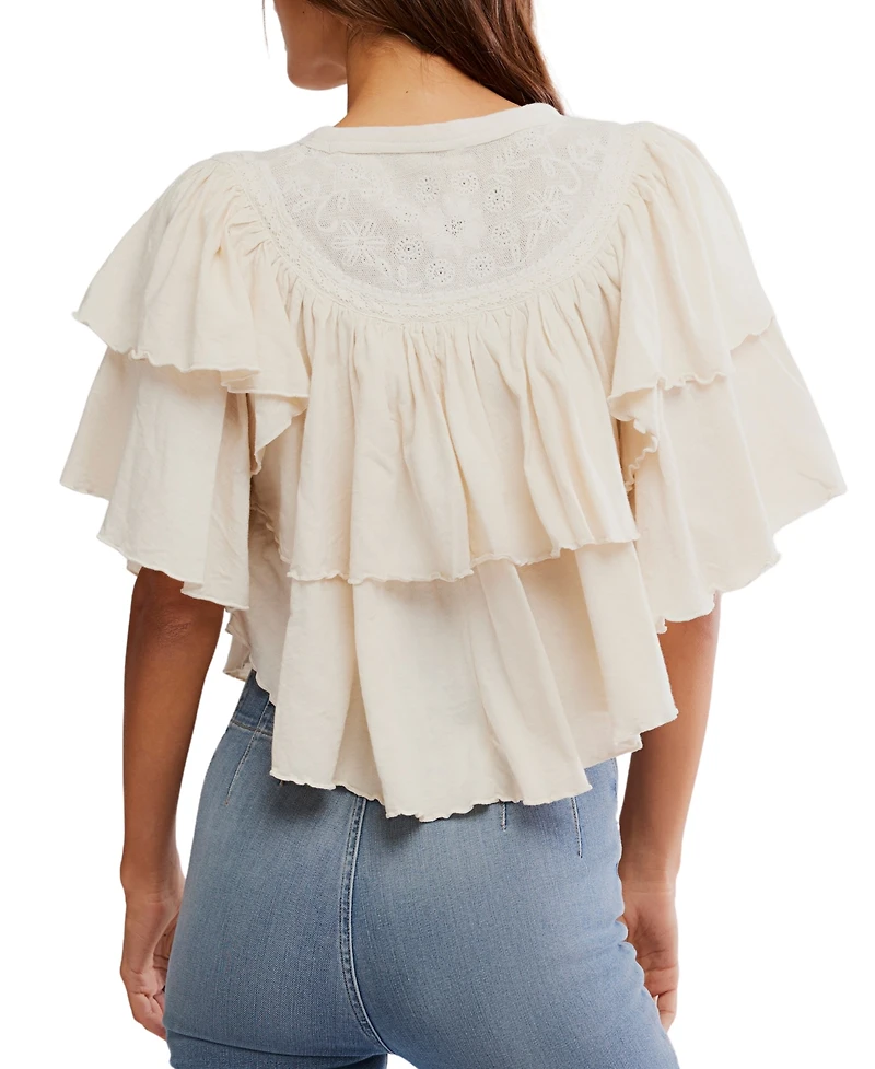 Free People Women's Rose Party Ruffled Cotton Top
