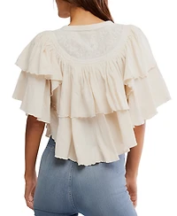 Free People Women's Rose Party Ruffled Cotton Top