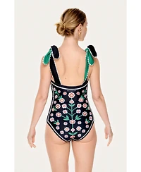 Jessie Zhao New York Women's Midnight Bloom Reversible One-Piece Swimsuit