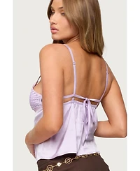 Edikted Womens Blanca Satin Lace Trim Tank Top