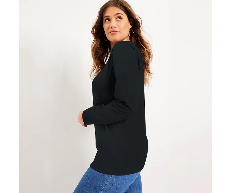 June + Vie Women's Long-Sleeve Crewneck One Only Tee