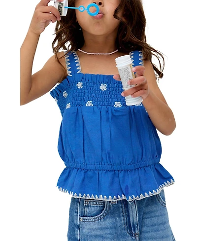 Raffya Kids Tilly Blanket Stitch Peplum Hem Blouse