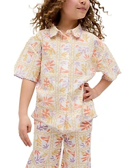 Raffya Kids Little Girls Gilly Scalloped Edge Matisse Print Shirt