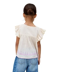 Raffya Kids Mariana Flutter Sleeve Embroidered Blouse