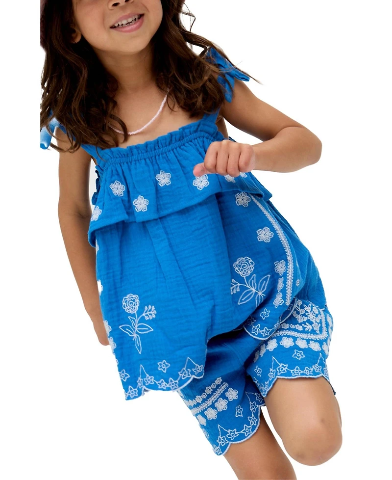 Raffya Kids Savvanah Frill Neck All Over Embroidered Co-Ord Set
