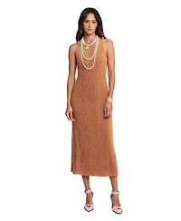 Modenaire Women's Hand-Embellished Sleeveless Mesh Sequin Midi Dress