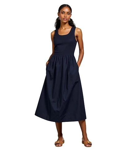 Modenaire Women's Sleeveless Fit-And-Flare Seam Waist Maxi Dress