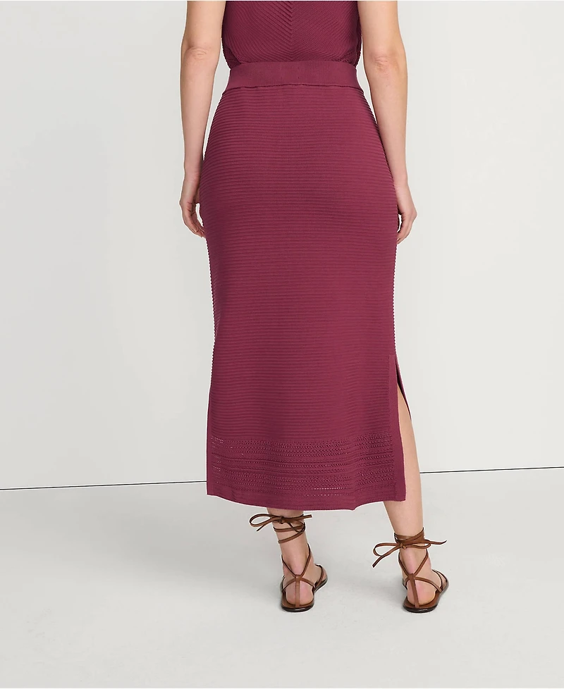 Lands' End Women's Cotton Pointelle Sweater Maxi Skirt - Set Bottom