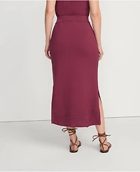 Lands' End Women's Cotton Pointelle Sweater Maxi Skirt - Set Bottom