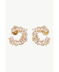 Classicharms Crescent Baguette Cubic Zirconia Stud Earrings