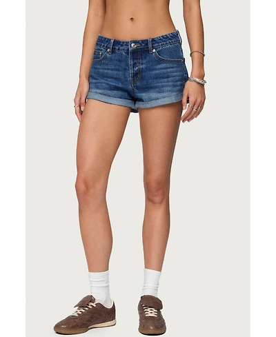 Edikted Women's Rylin Low-Rise Denim Shorts