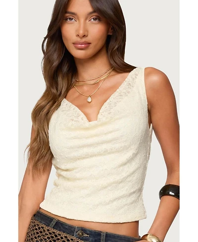 Edikted Women's Aysha Lace Cowl Neck Top