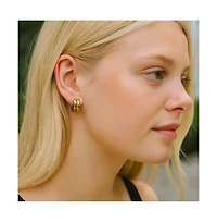 Hollywood Sensation Fusion Glow Mixed Metal Two-Tone Earrings – Bold Sculptural Hoops