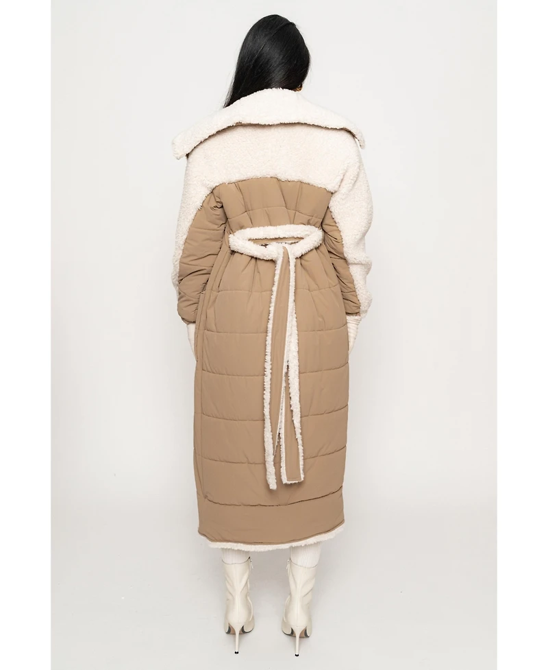 Jluxlabel Women's Contrast Sherpa Coat