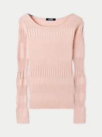 Gobi Cashmere Juniors' Ribbed Cotton Silk Cashmere Blend Sweater