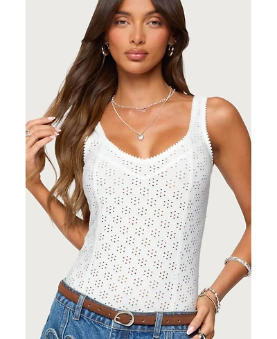 Edikted Womens Clementina Eyelet Bodysuit