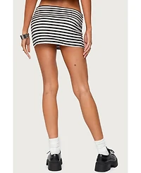 Edikted Womens Rylan Striped Fold Over Mini Skort