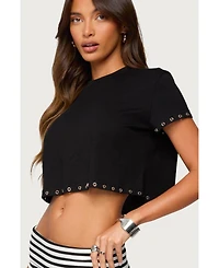 Edikted Women's Helsa Grommet T Shirt