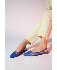 Prologue Shoes Brace Blue Mesh Flat Sandal (Women)
