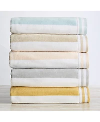 Linery & Co. 100% Cotton Velour Cabana Stripe Beach Towel, 4 Pack - 30" x 60"