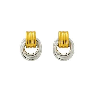 Luna Link Mixed Metal Two-Tone Earrings