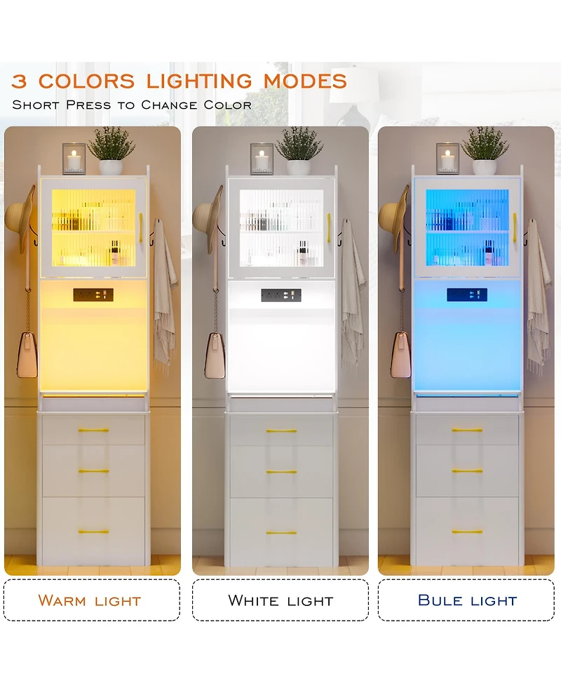 Vlsrka 3-in-1 Vanity Desk with Led Sensor Light, Flip Mirror and Drawers