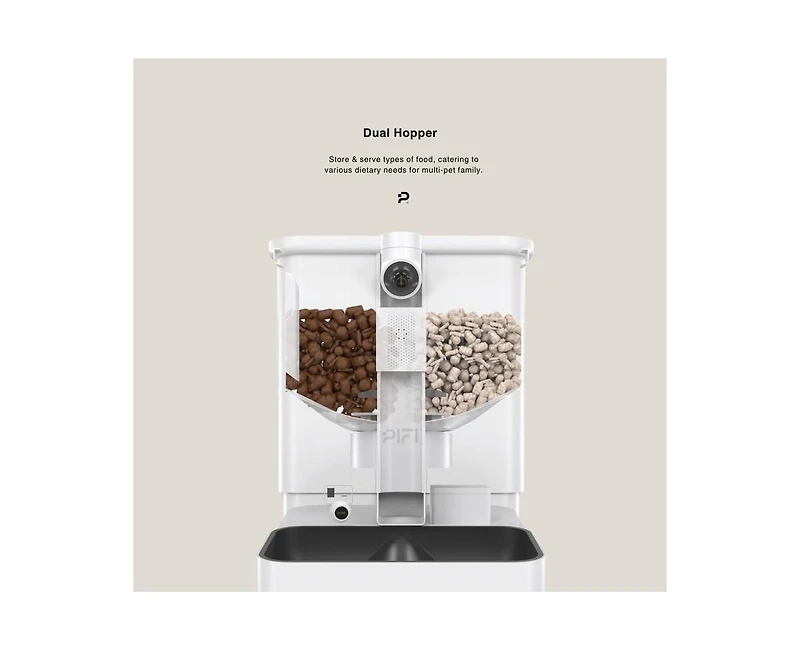 PiFi All-in-One Smart Pet Feeder - Cat Feeder & Dog Feeder - Multi Pet Feeder - Dual Hopper