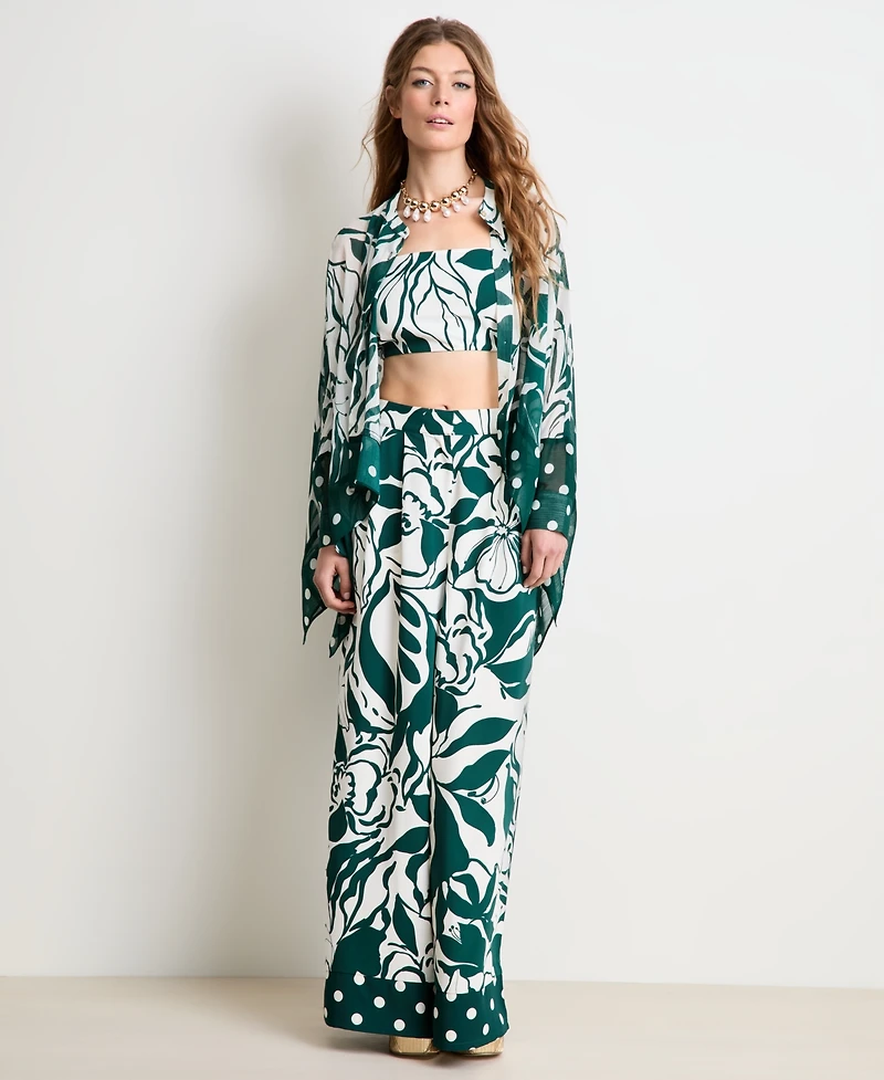 Women's Vine-Print Wide-Leg Pants, Macy's Exclusive - On 34th | Alix Friedberg Capsule Collection