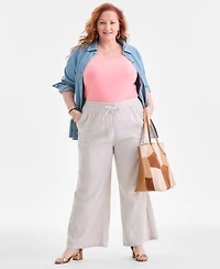Style & Co Plus Gauze Wide-Leg Pull-On Pants, Created for Macy's