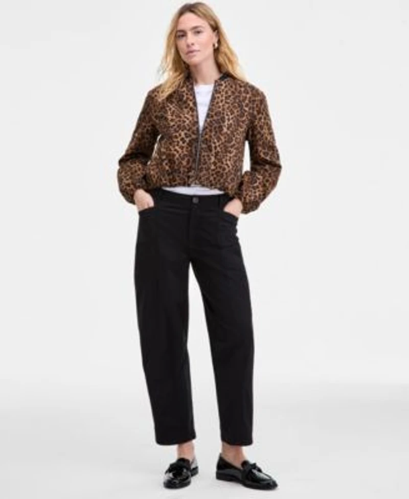 On 34th Womens Printed Bomber Jacket Graphic T Shirt Utility Barrel Leg Pants Kasandra Bow Loafers Macys Exclusive