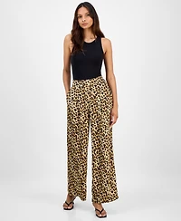 Bar Iii Women's Leopard-Print Pull-On Wide-Leg Pants, Macy's Exclusive