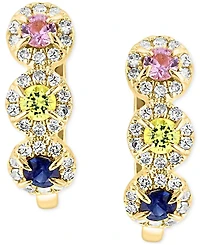 Lali Jewels Multi-Sapphire (1/3 ct. t.w.) & Diamond (1/5 ct. t.w.) Hoop Earrings in 14k Yellow Gold