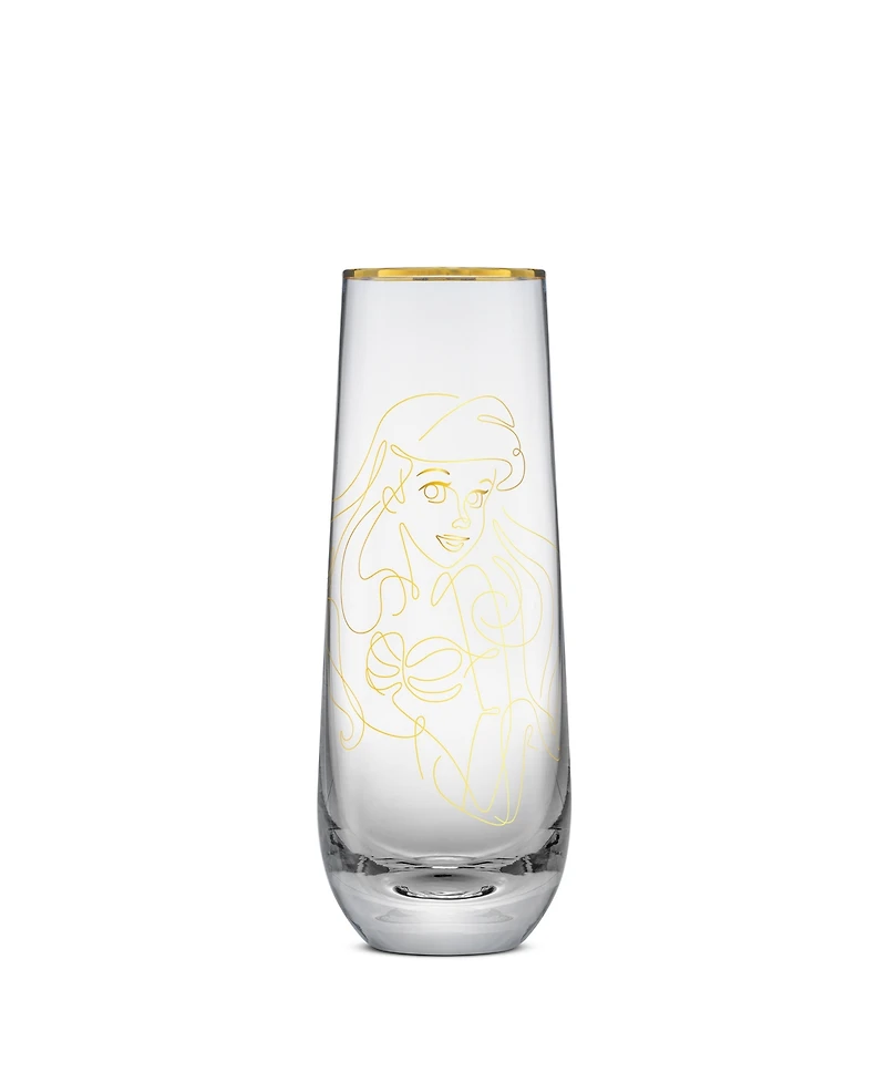 JoyJolt Princess Sketch Art Stemless Flute Glasses, Set of 6