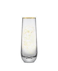 JoyJolt Princess Sketch Art Stemless Flute Glasses, Set of 6