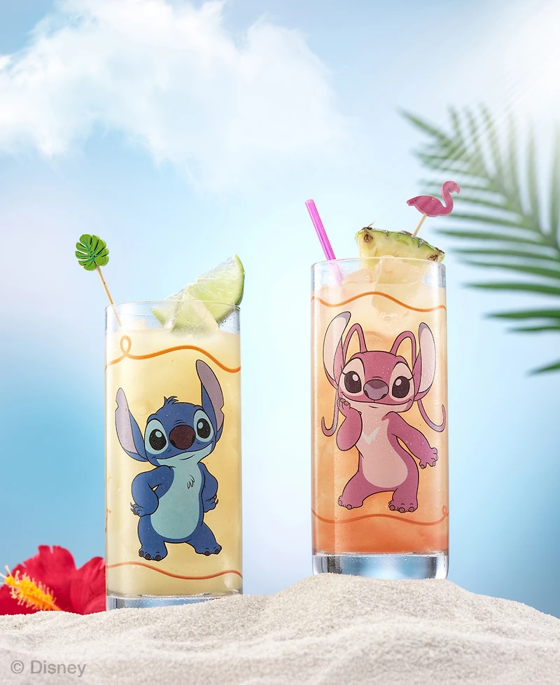 JoyJolt Lilo Stitch Good Times Tall Drinking Glasses, Set of 2